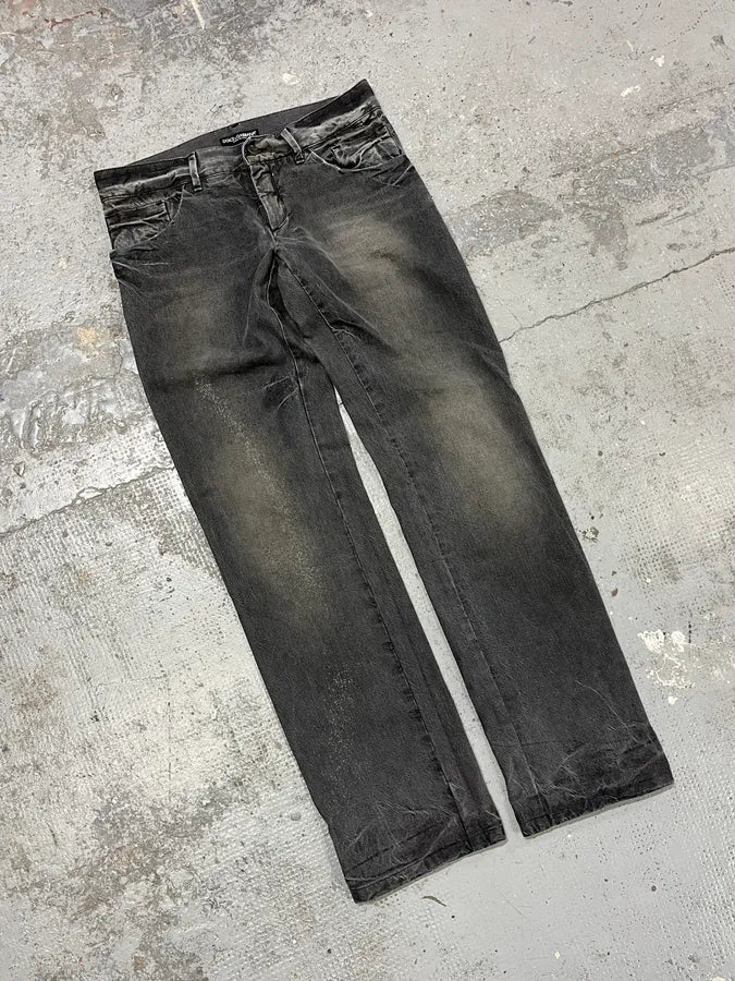 AW2005 Dolce & Gabbana Grey Faded Denim Straight Jeans VZGEukx 4