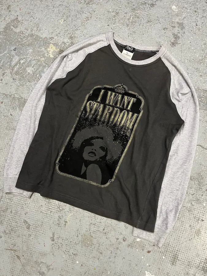 AW2005 Dolce & Gabbana Grey Star Longsleeves (S/M) xHPbdTp 3