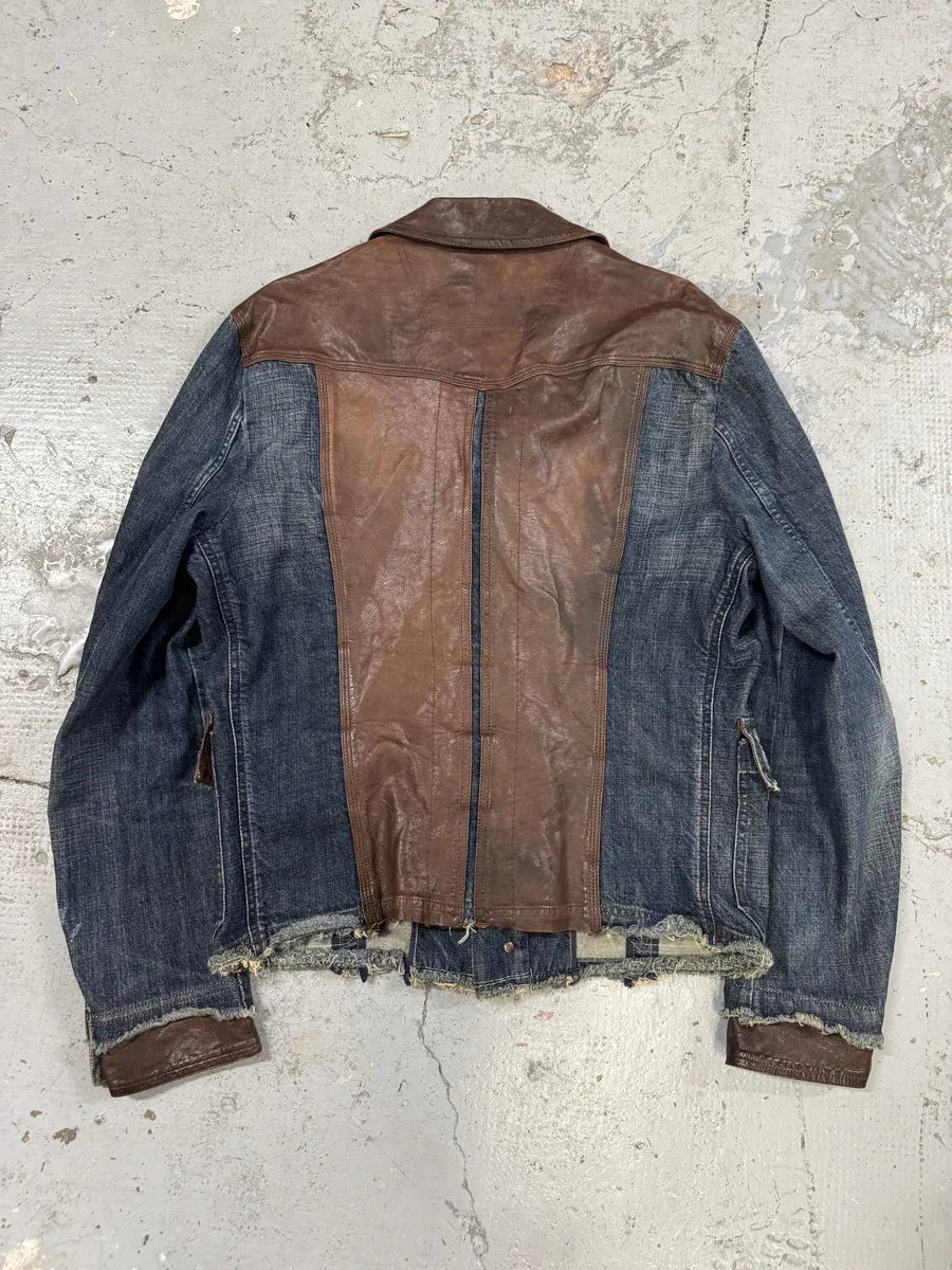 AW2005 Dolce & Gabbana Hybrid Leather & Denim Jacket EXfwWQx 1