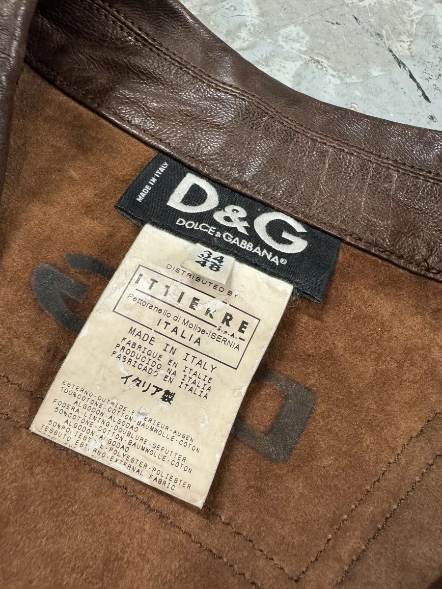AW2005 Dolce & Gabbana Hybrid Leather & Denim Jacket EXfwWQx 10
