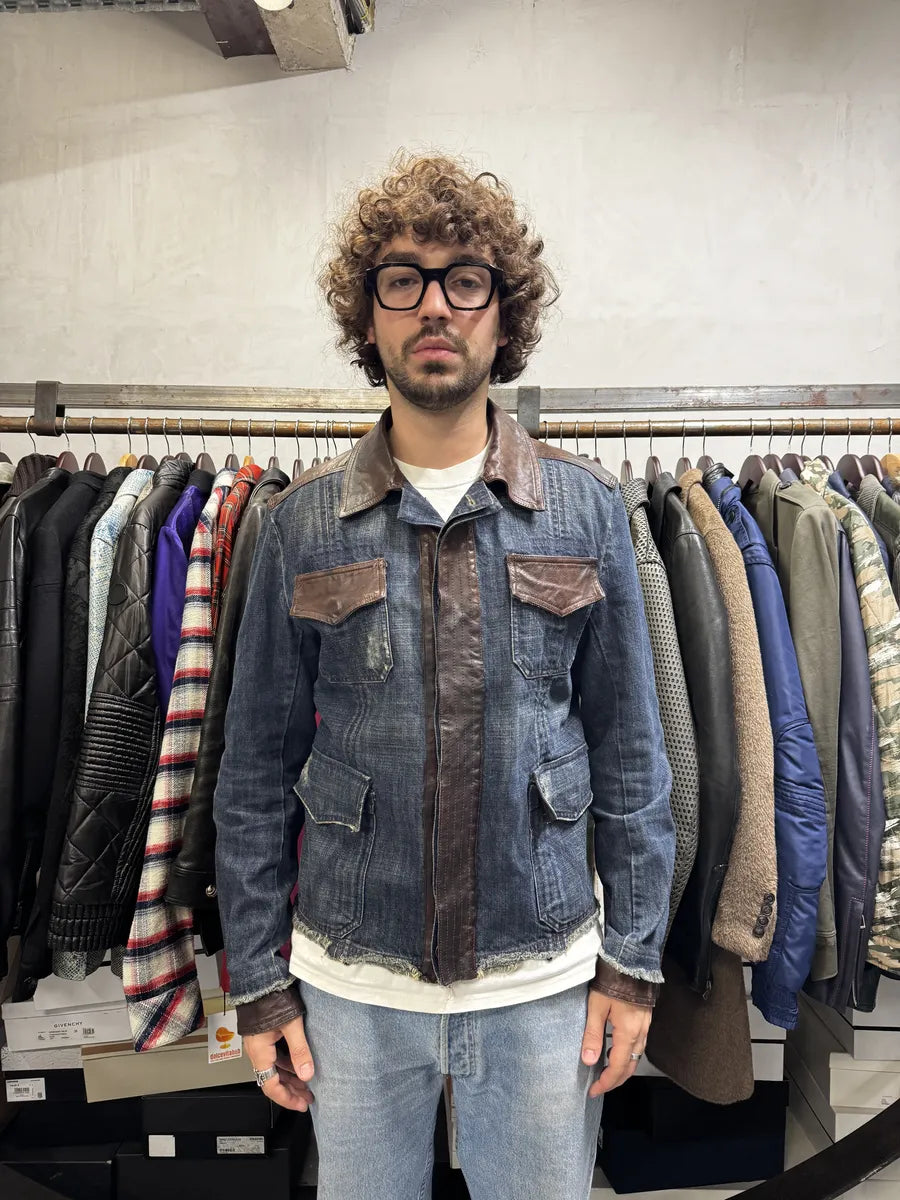 AW2005 Dolce & Gabbana Hybrid Leather & Denim Jacket EXfwWQx 2