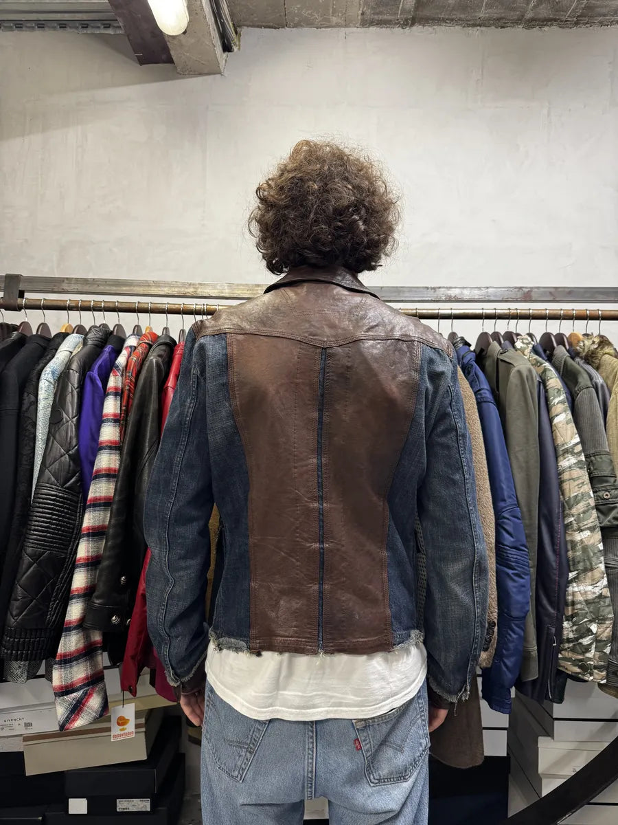 AW2005 Dolce & Gabbana Hybrid Leather & Denim Jacket EXfwWQx 3