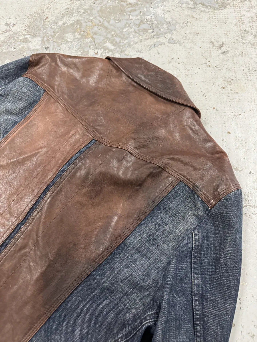 AW2005 Dolce & Gabbana Hybrid Leather & Denim Jacket EXfwWQx 5