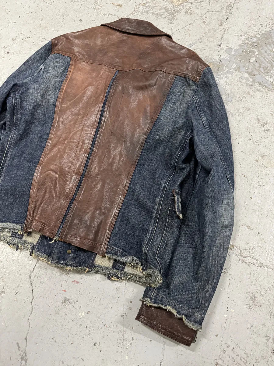AW2005 Dolce & Gabbana Hybrid Leather & Denim Jacket EXfwWQx 6