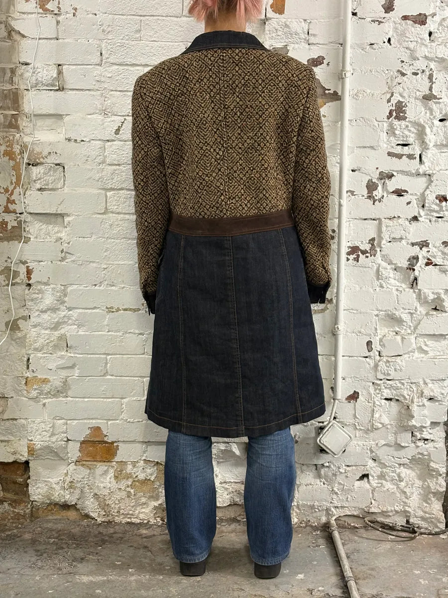 AW2005 Dolce & Gabbana Hybrid Wool & Denim Beige & Blue Long Coat OsieQLC 2