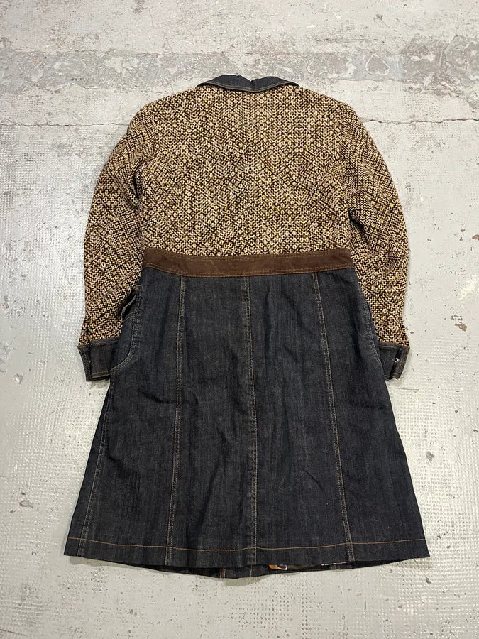 AW2005 Dolce & Gabbana Hybrid Wool & Denim Beige & Blue Long Coat OsieQLC 6