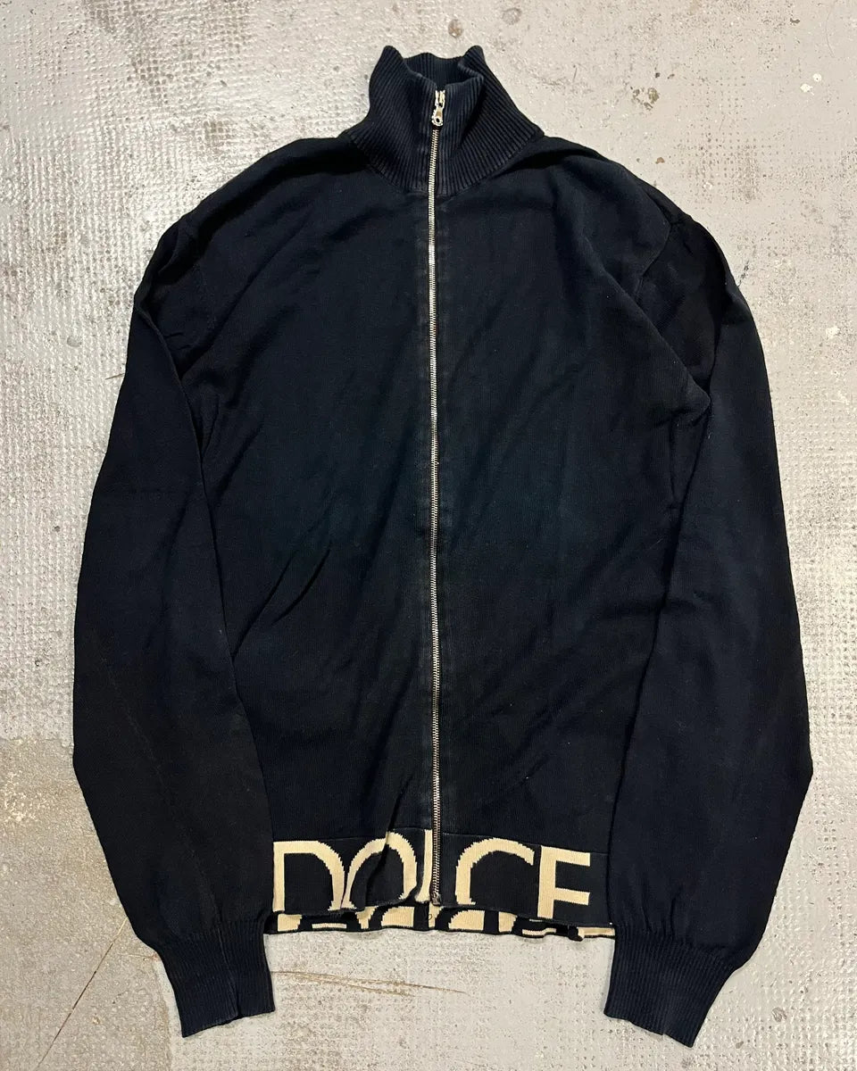 AW2005 Dolce & Gabbana Logo Black Zip Up Sweater iyDQqMK 0