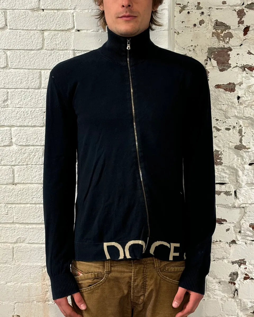 AW2005 Dolce & Gabbana Logo Black Zip Up Sweater iyDQqMK 1