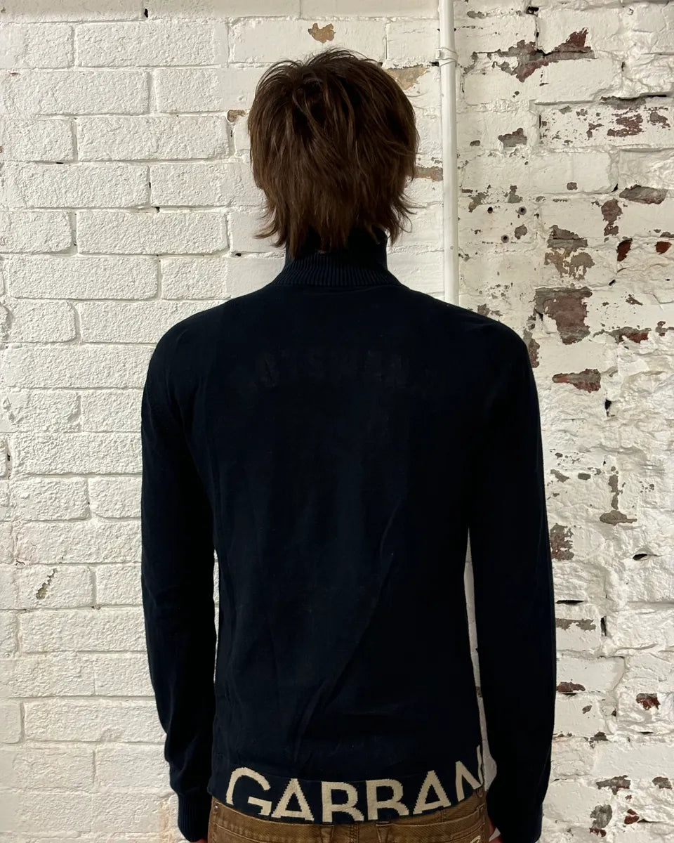 AW2005 Dolce & Gabbana Logo Black Zip Up Sweater iyDQqMK 2