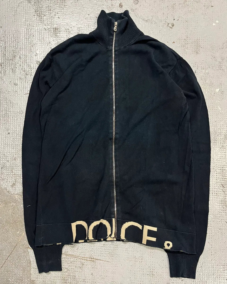 AW2005 Dolce & Gabbana Logo Black Zip Up Sweater iyDQqMK 3