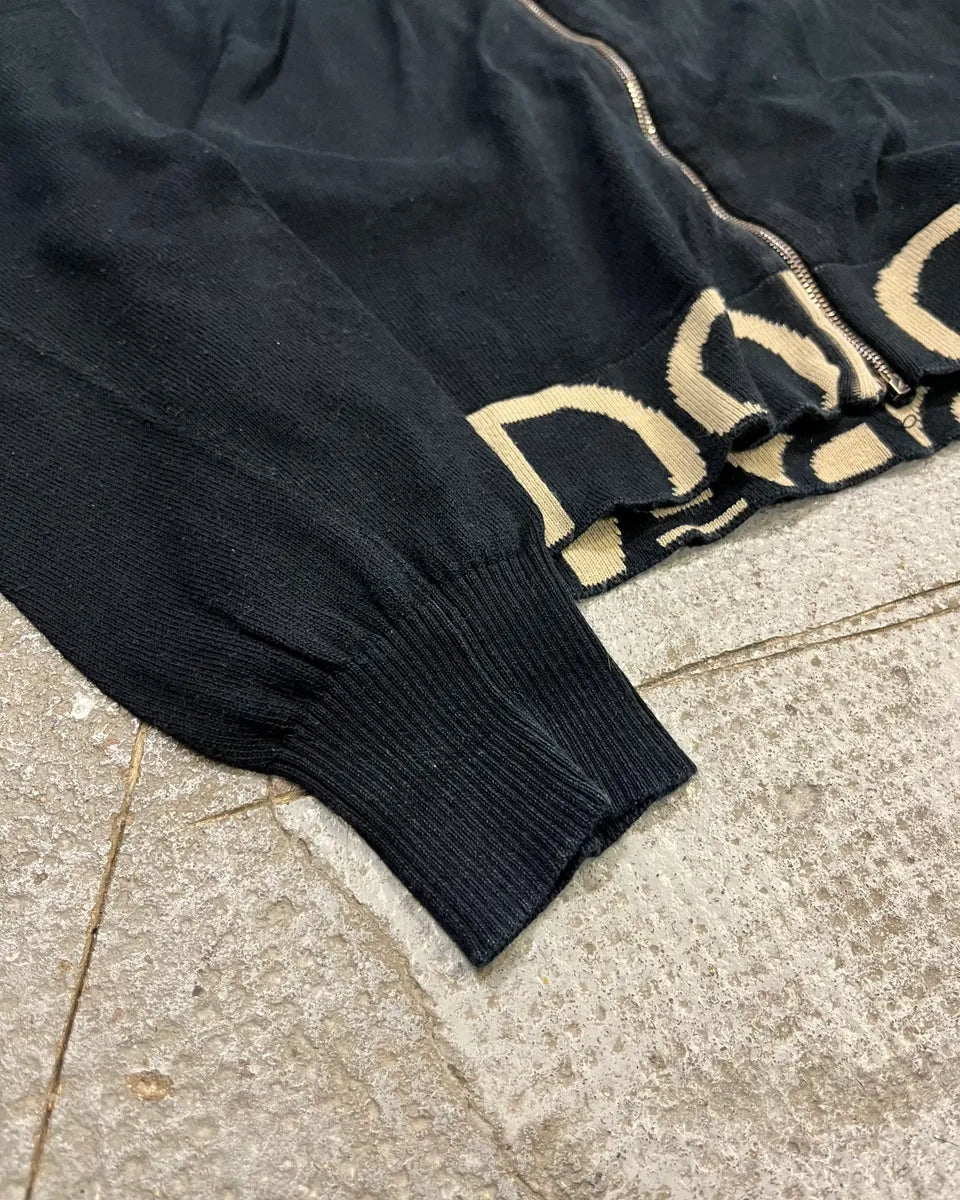 AW2005 Dolce & Gabbana Logo Black Zip Up Sweater iyDQqMK 5