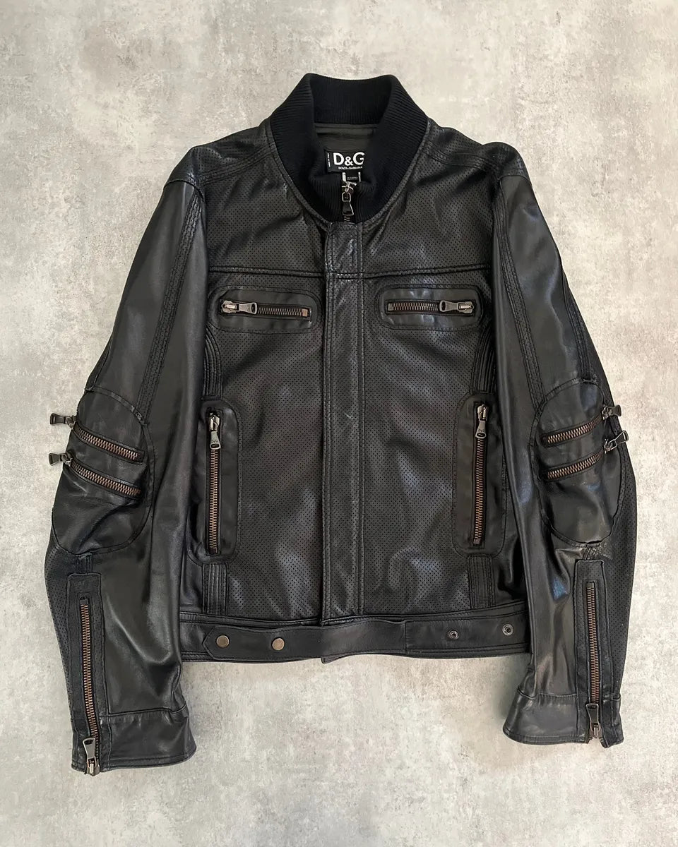 SS2005 Dolce & Gabbana Milano Commando Leather Jacket ZSdwuox 0