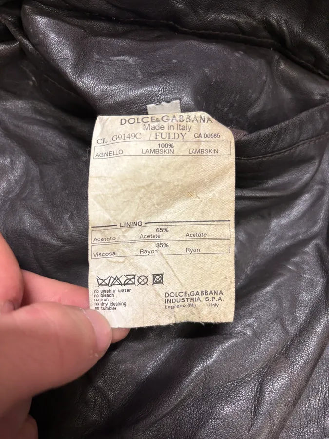 AW2005 Dolce & Gabbana Obscure Premium Lamb Leather Jacket VhhZyjP 12
