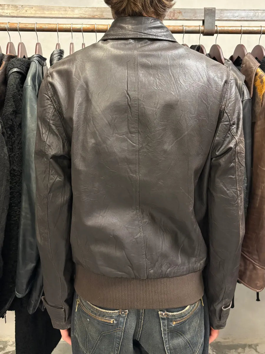 AW2005 Dolce & Gabbana Obscure Premium Lamb Leather Jacket VhhZyjP 2
