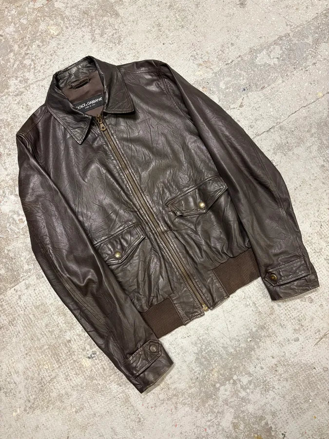 AW2005 Dolce & Gabbana Obscure Premium Lamb Leather Jacket VhhZyjP 3