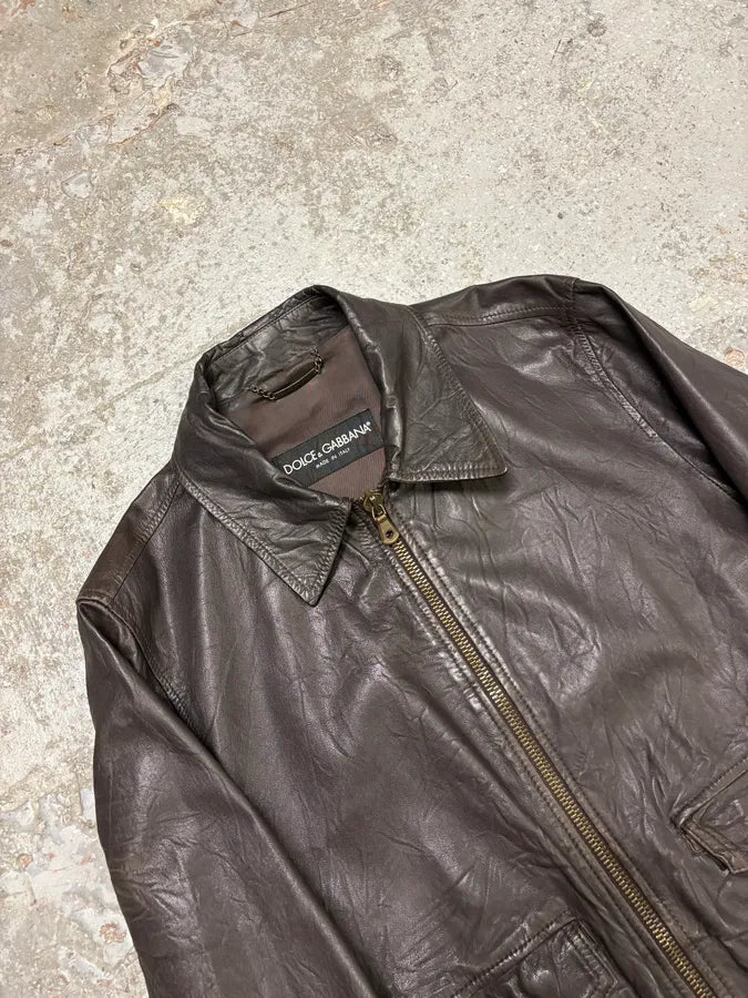 AW2005 Dolce & Gabbana Obscure Premium Lamb Leather Jacket VhhZyjP 4