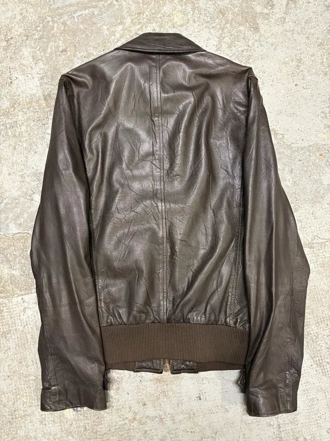 AW2005 Dolce & Gabbana Obscure Premium Lamb Leather Jacket VhhZyjP 5