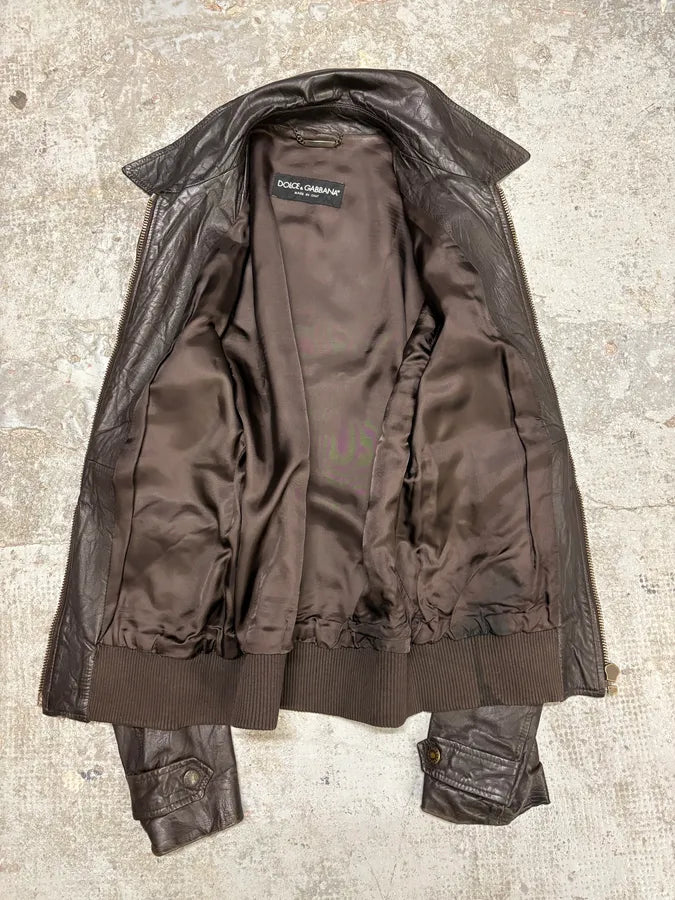 AW2005 Dolce & Gabbana Obscure Premium Lamb Leather Jacket VhhZyjP 6