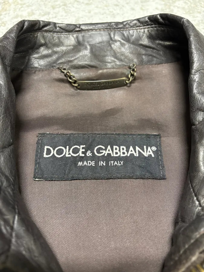 AW2005 Dolce & Gabbana Obscure Premium Lamb Leather Jacket VhhZyjP 9