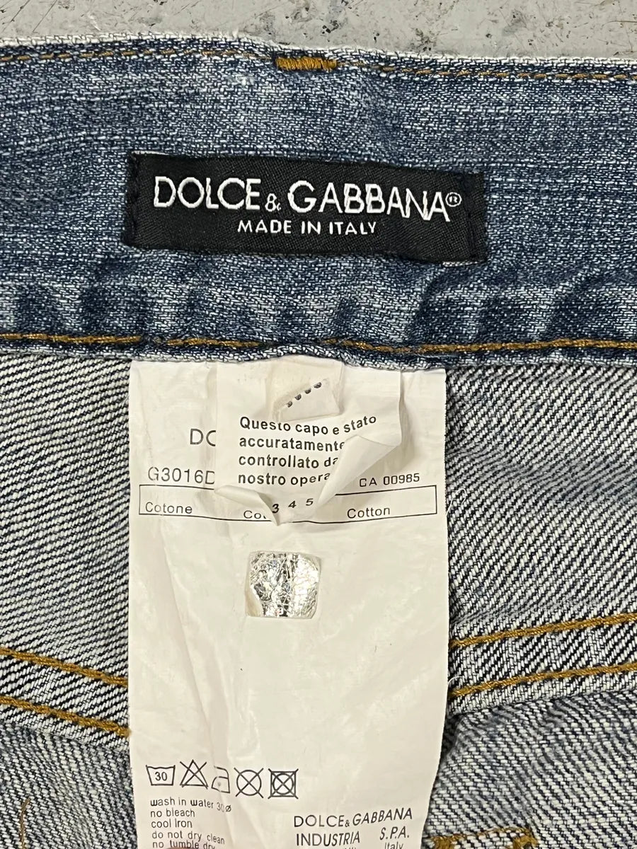 AW2005 Dolce & Gabbana Painted Blue Denim Jeans AJiIYpT 12
