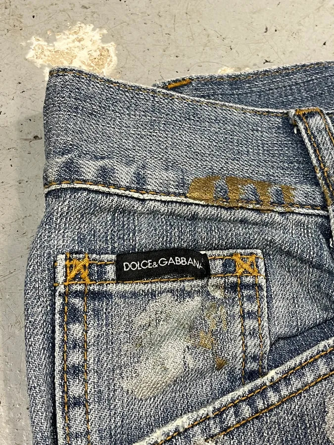 AW2005 Dolce & Gabbana Painted Blue Denim Jeans AJiIYpT 10