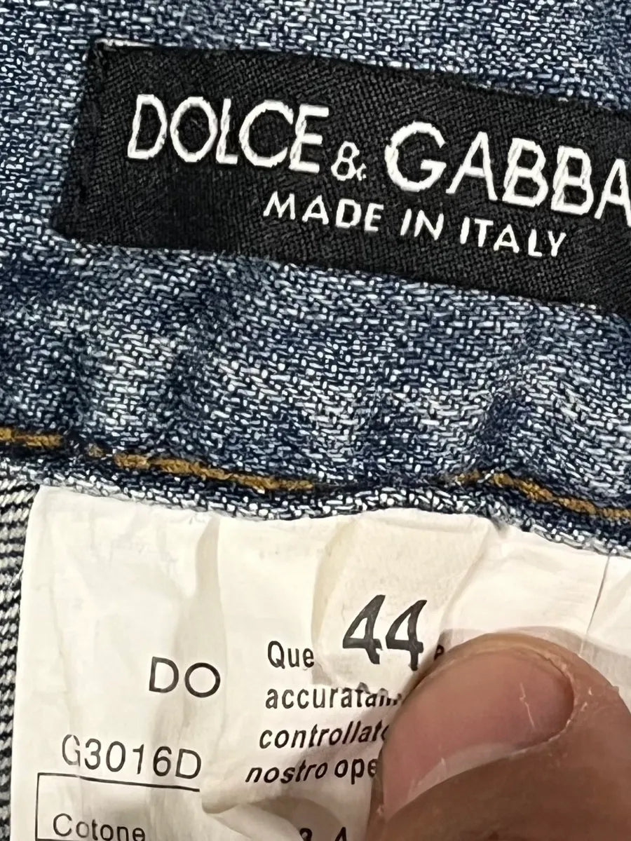 AW2005 Dolce & Gabbana Painted Blue Denim Jeans AJiIYpT 11