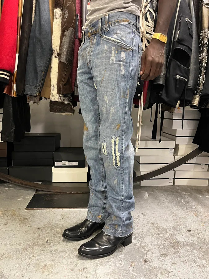 AW2005 Dolce & Gabbana Painted Blue Denim Jeans AJiIYpT 2
