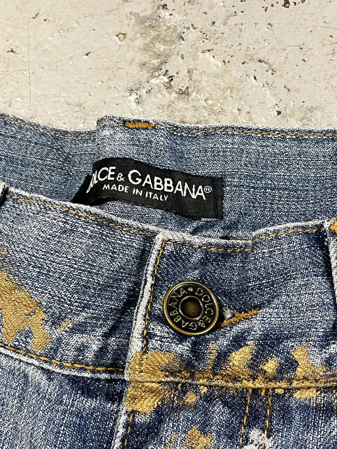 AW2005 Dolce & Gabbana Painted Blue Denim Jeans AJiIYpT 8