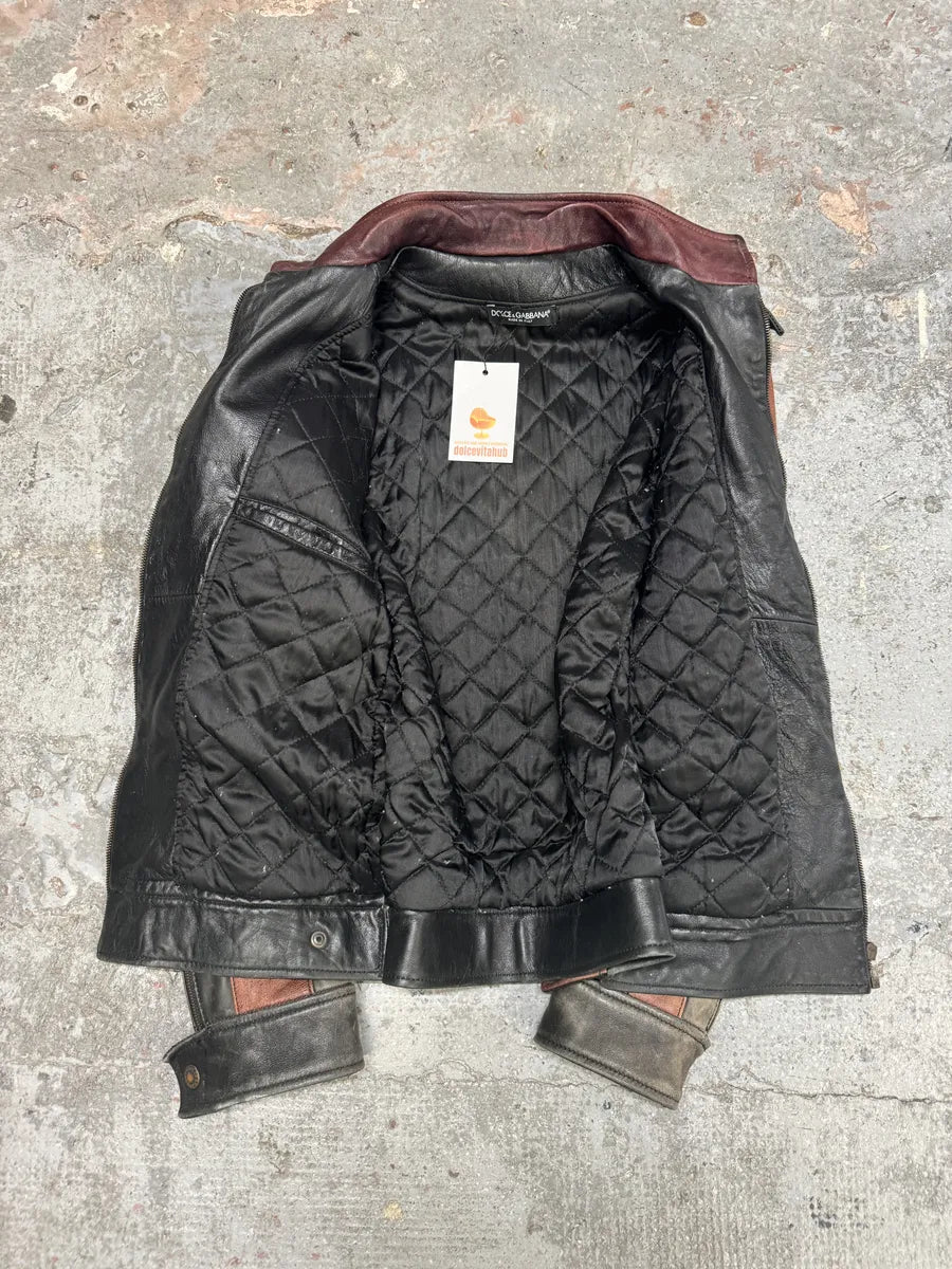 AW2005 Dolce & Gabbana Pro Biker Leather Jacket (S) SJRIyKB 7