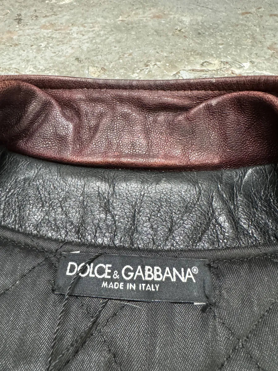 AW2005 Dolce & Gabbana Pro Biker Leather Jacket (S) SJRIyKB 8