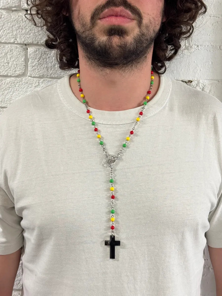 AW2005 Dolce & Gabbana Rasta Rosary Cross Necklace SZQGPto 1