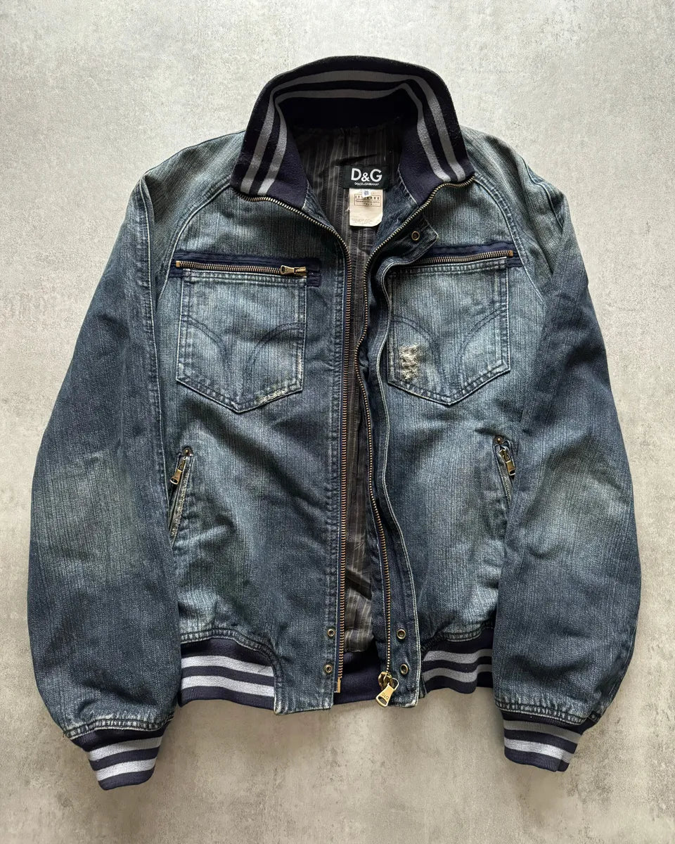 AW2005 Dolce & Gabbana Rock Blue Distressed Denim Jacket CXZwPFF 1