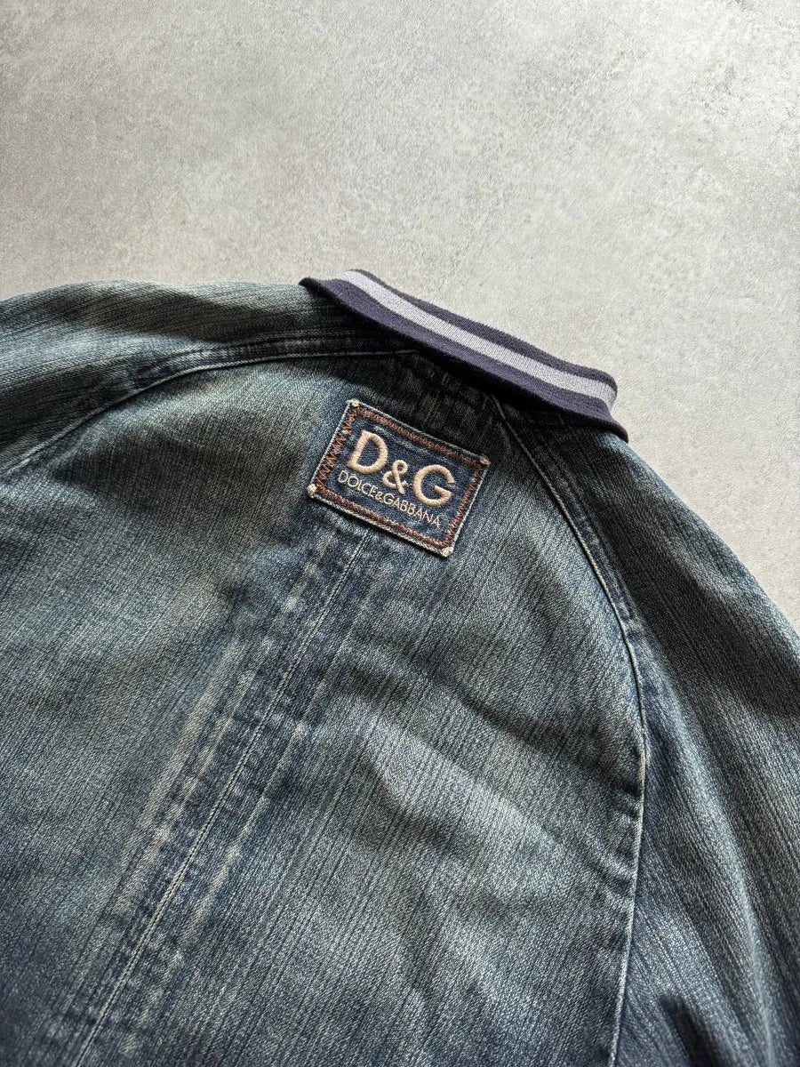 AW2005 Dolce & Gabbana Rock Blue Distressed Denim Jacket CXZwPFF 3