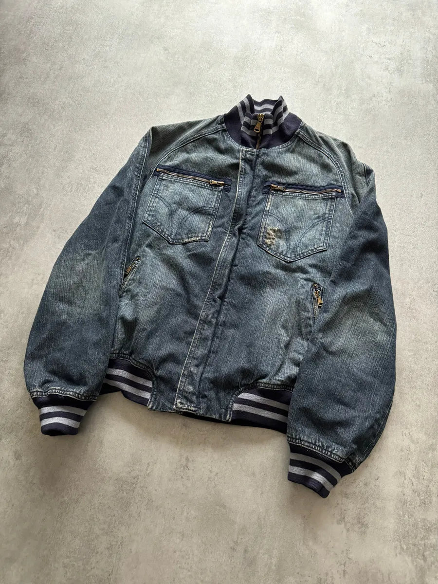 AW2005 Dolce & Gabbana Rock Blue Distressed Denim Jacket CXZwPFF 5