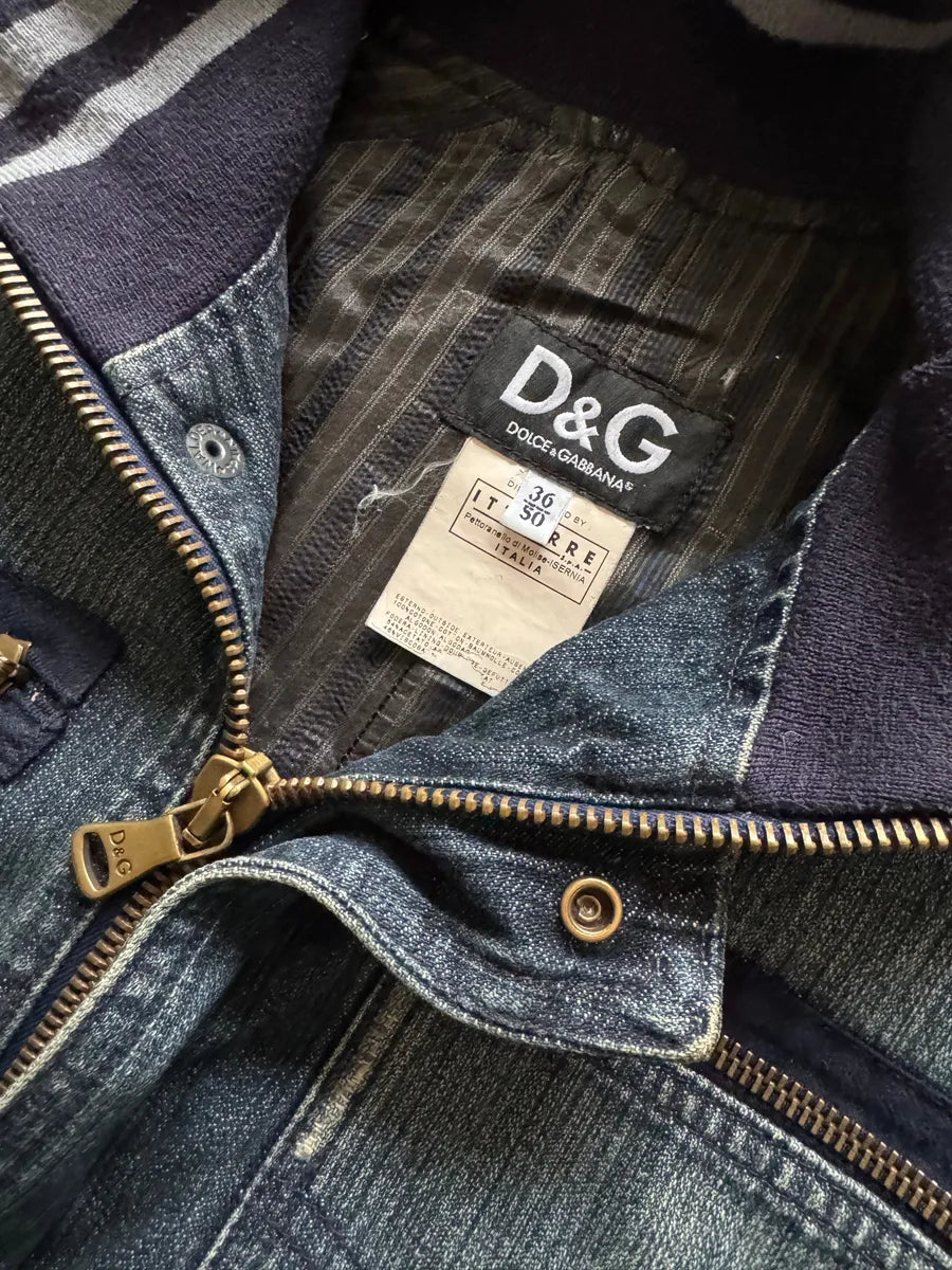 AW2005 Dolce & Gabbana Rock Blue Distressed Denim Jacket CXZwPFF 6