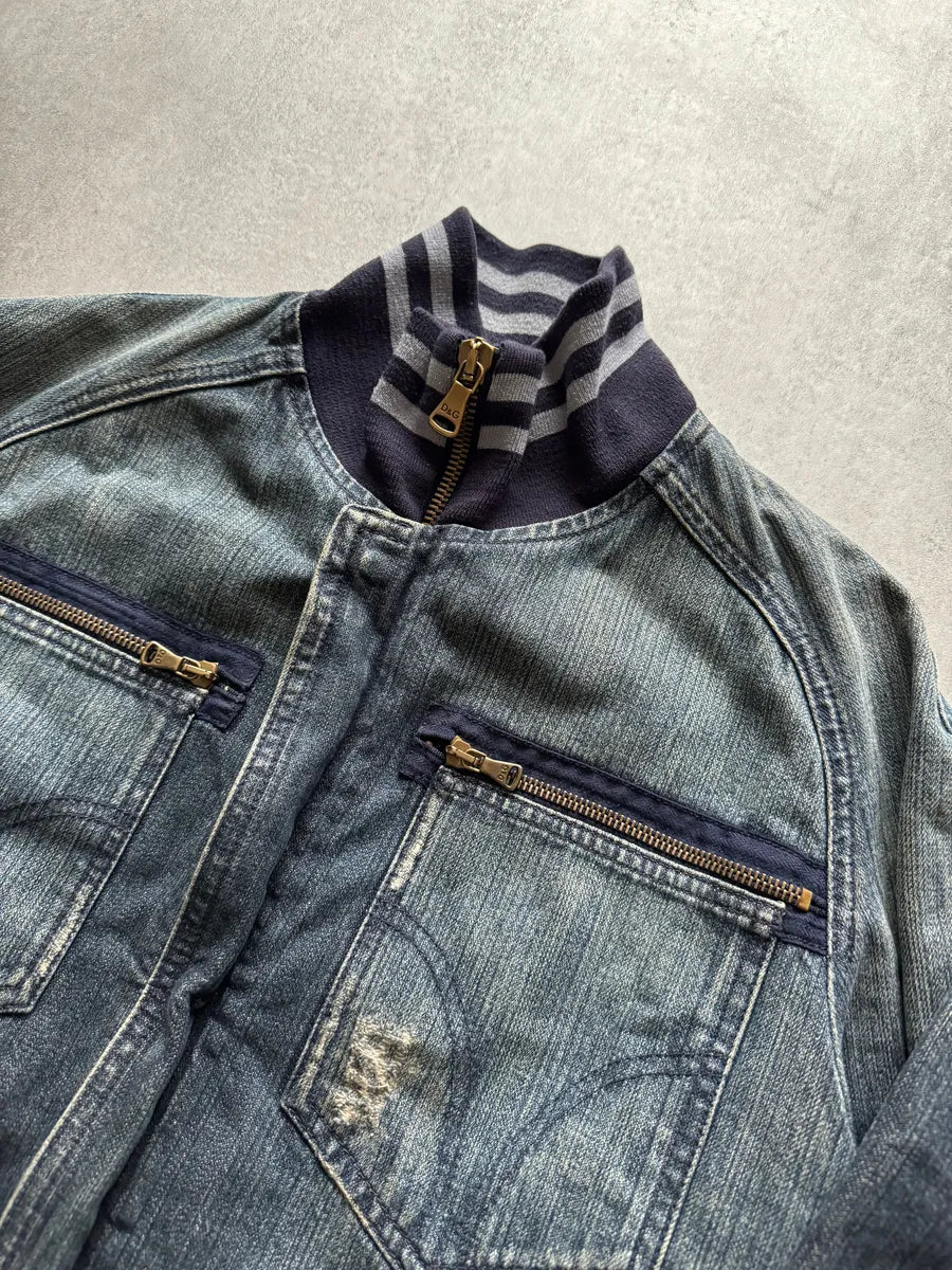 AW2005 Dolce & Gabbana Rock Blue Distressed Denim Jacket CXZwPFF 8