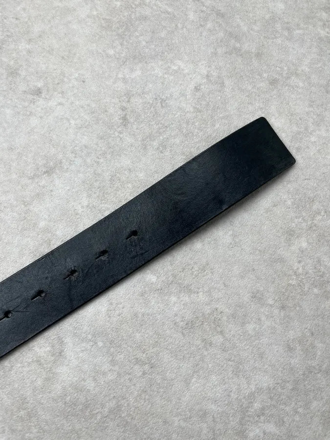 AW2005 Dolce & Gabbana Silver Logo Buckle Black Leather Belt zcDvQeV 5