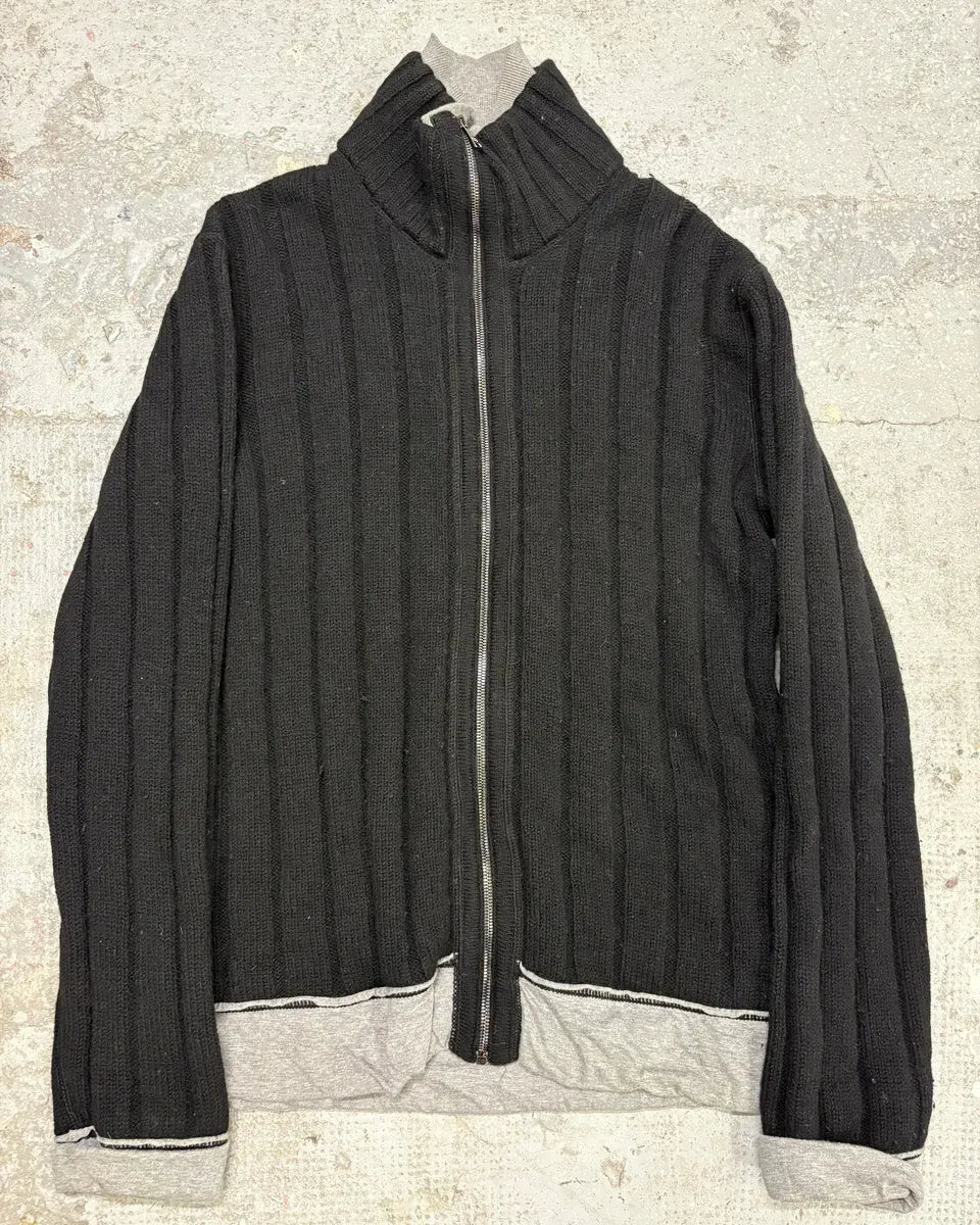 AW2005 Dolce & Gabbana Black Wool Layered Zip Sweater IroNuwq 0