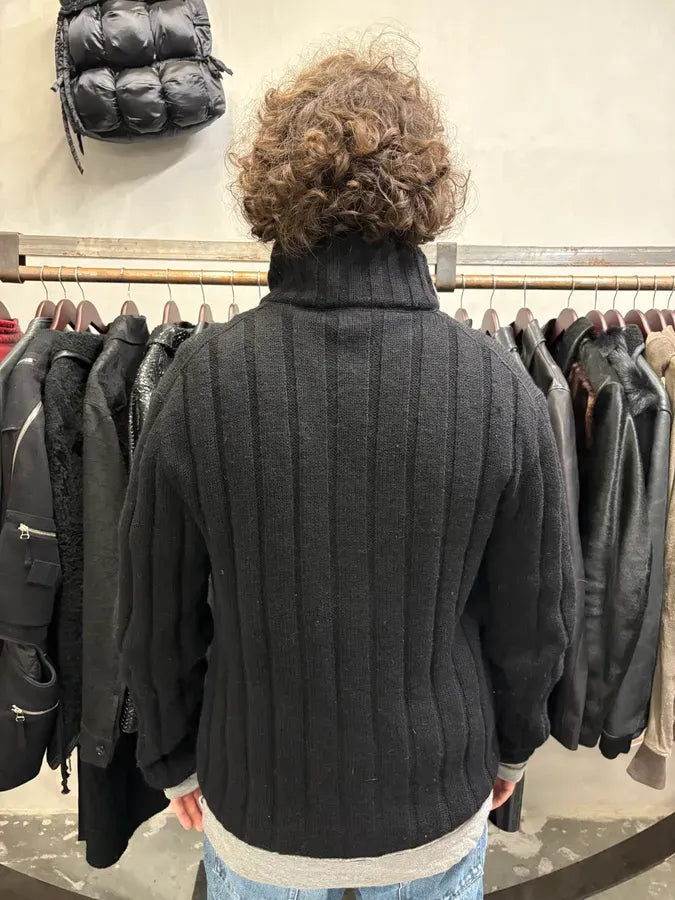 AW2005 Dolce & Gabbana Black Wool Layered Zip Sweater IroNuwq 2
