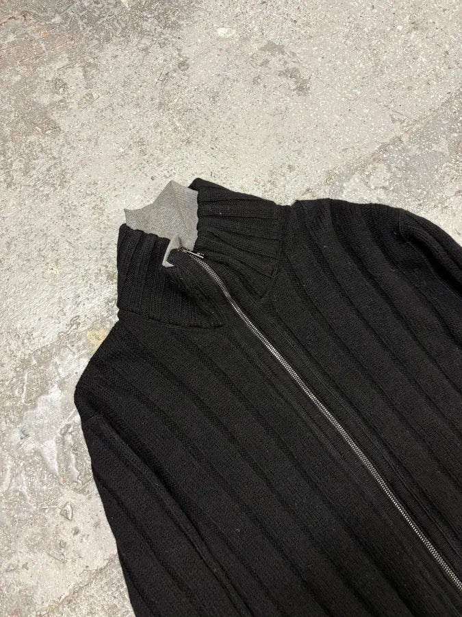 AW2005 Dolce & Gabbana Black Wool Layered Zip Sweater IroNuwq 4