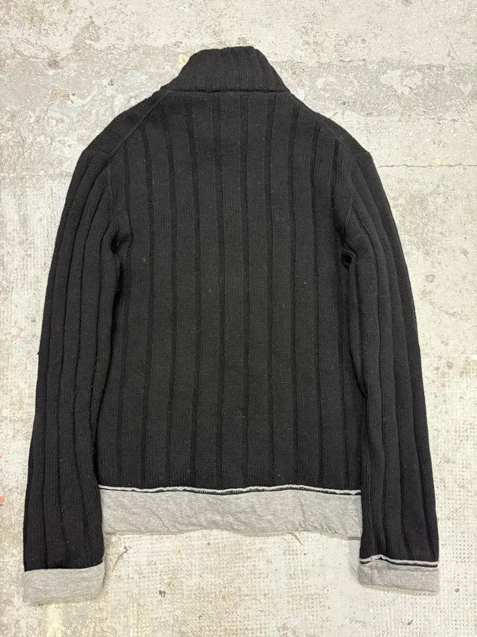 AW2005 Dolce & Gabbana Black Wool Layered Zip Sweater IroNuwq 5