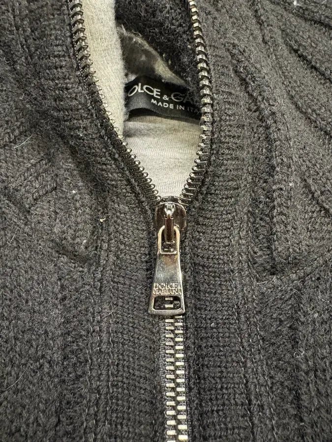 AW2005 Dolce & Gabbana Black Wool Layered Zip Sweater IroNuwq 7