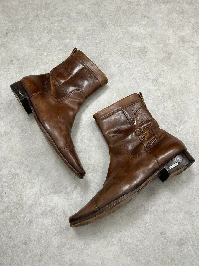 AW2005 Dsquared2 Brown Leather Avant-Garde Boots LWdJOGL 2
