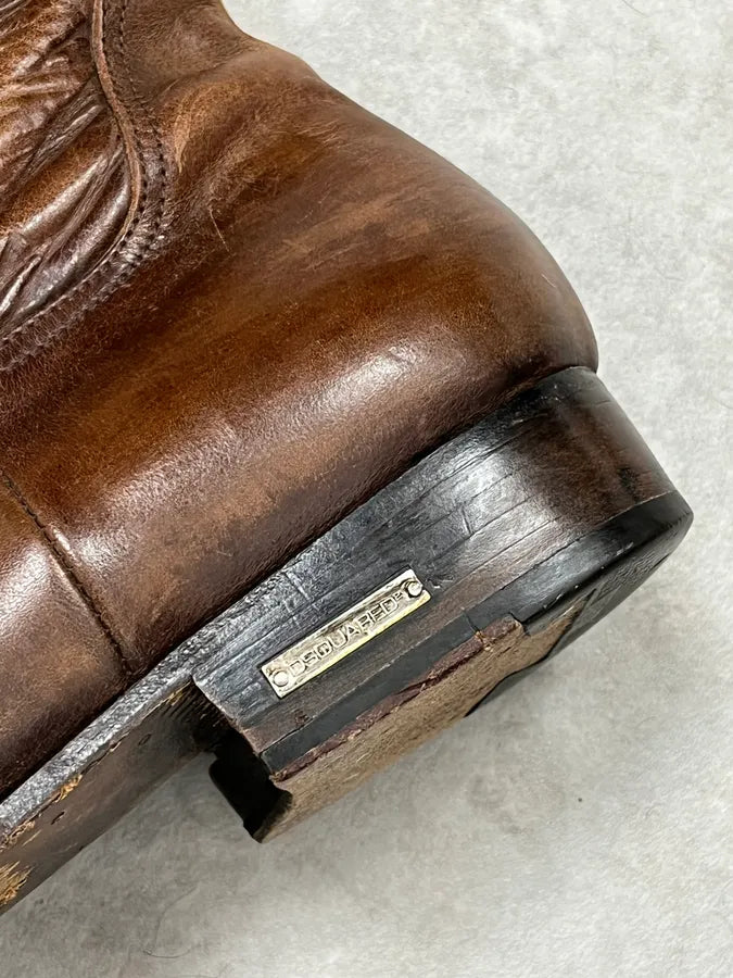 AW2005 Dsquared2 Brown Leather Avant-Garde Boots LWdJOGL 5