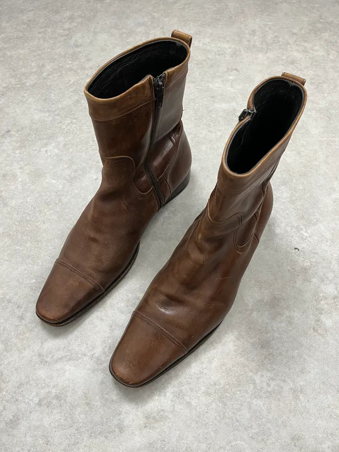 AW2005 Dsquared2 Brown Leather Avant-Garde Boots LWdJOGL 3