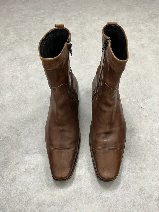 AW2005 Dsquared2 Brown Leather Avant-Garde Boots LWdJOGL 1