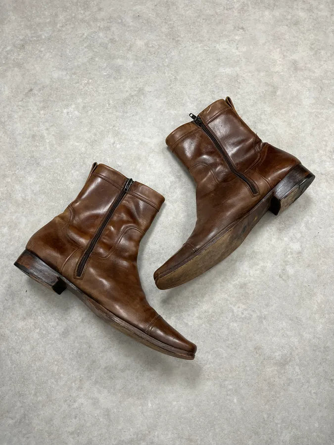 AW2005 Dsquared2 Brown Leather Avant-Garde Boots LWdJOGL 4