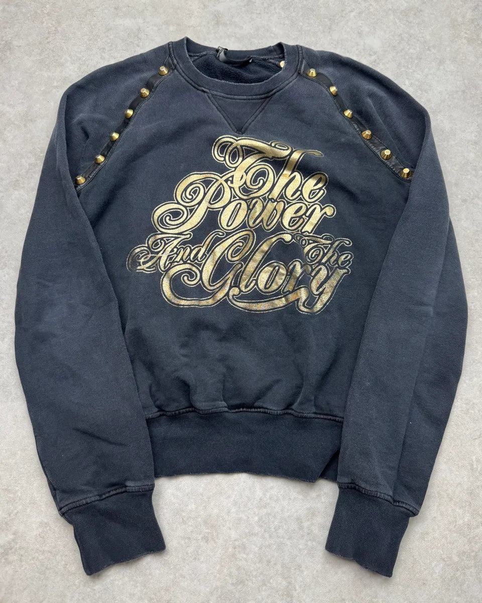 AW2005 Dsquared2 Gold Power Of Glory Studded Black Sweater exTzZss 0