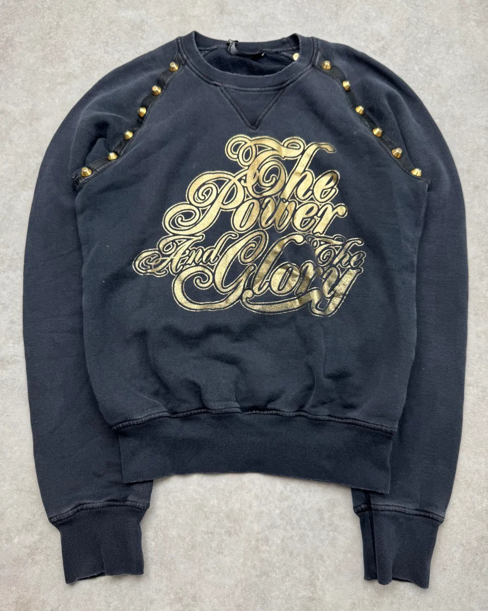 AW2005 Dsquared2 Gold Power Of Glory Studded Black Sweater exTzZss 3