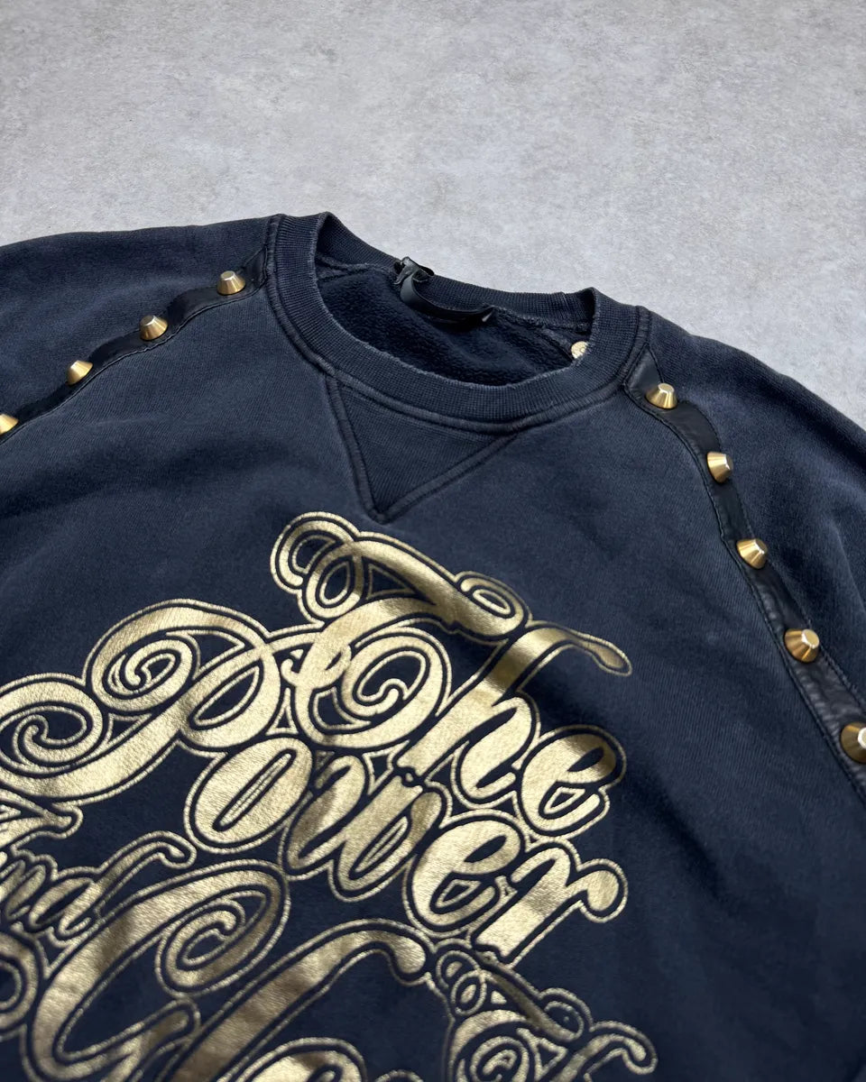 AW2005 Dsquared2 Gold Power Of Glory Studded Black Sweater exTzZss 4